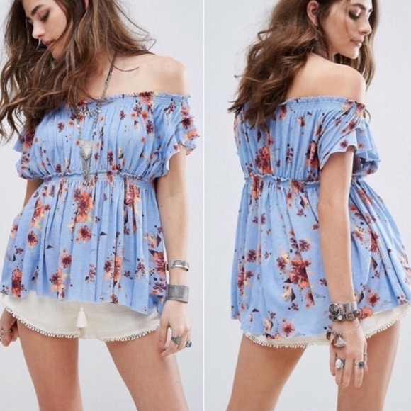 🌺6/$25 Free People | Sam Blue Floral Top
